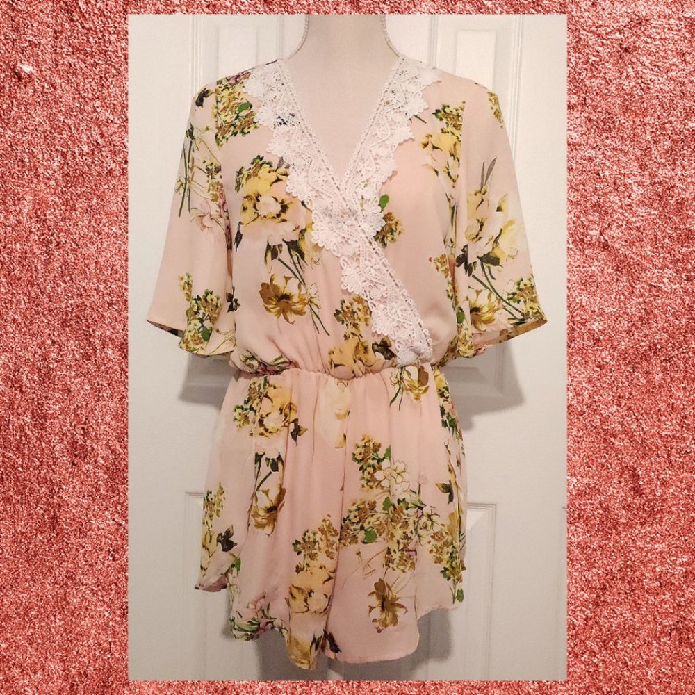 Love Tree Pink Floral Romper